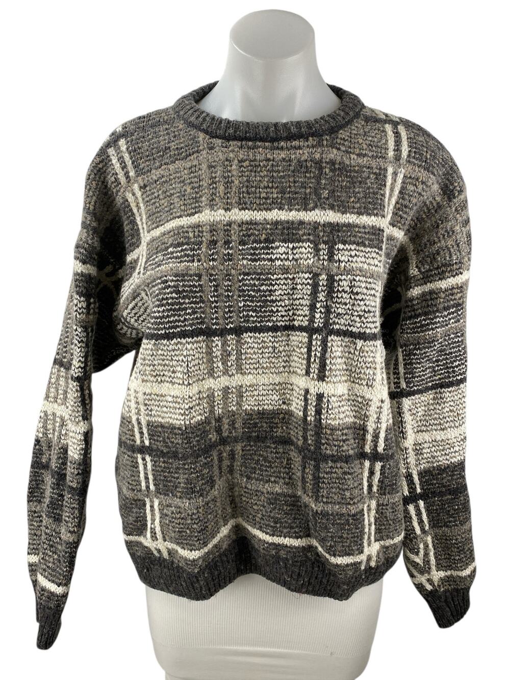 Old Glory Women's Multicolor Wool Plaid Long Sleeve Sweatshirt Sweater Top Sz XL